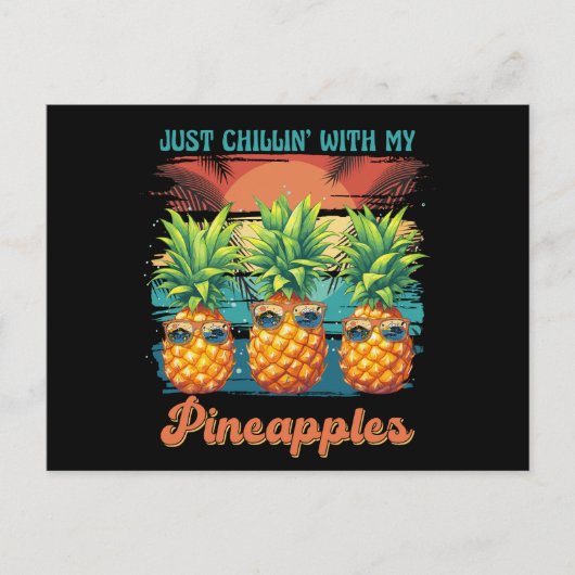 Carte Postale Refroidissement avec mes ananas Lunettes de soleil (Devant)