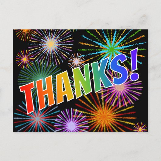 Carte Postale Regard Arc-en-ciel "MERCI!", Motif inspiré des feu (Devant)