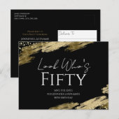 Carte Postale Regard d'anniversaire 50 ans Or Noir Save the Date (Devant / Derrière)