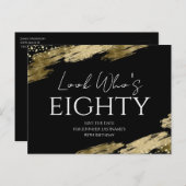 Carte Postale Regard d'anniversaire 80 ans Or Noir Save the Date (Devant / Derrière)