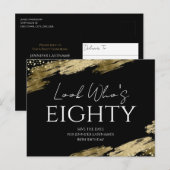 Carte Postale Regard de 80 ans sur qui or noir Save the Date (Devant / Derrière)