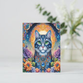 Carte Postale Regard Félin : Le Chat aux Yeux d'Émeraude (Debout devant)