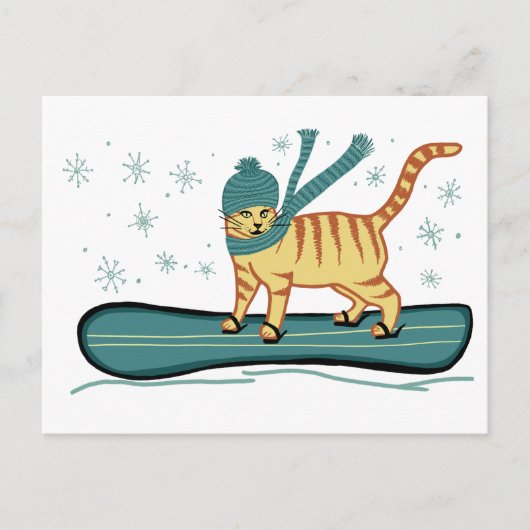 Carte Postale Regarde Meowt ! Surfer Tabby Cat PERSONNALISER IT (Devant)