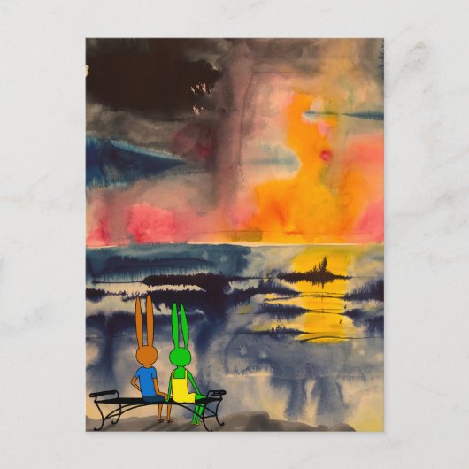 Carte Postale regarder le coucher du soleil (Devant)