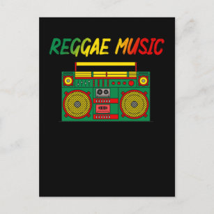 Carte Postale Reggae Music Lover coloré Jamaïque Cassette Radio