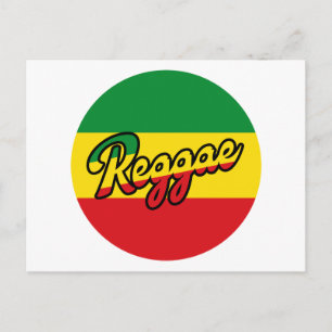 Carte Postale Reggae Musique avec couleurs du drapeau reggae