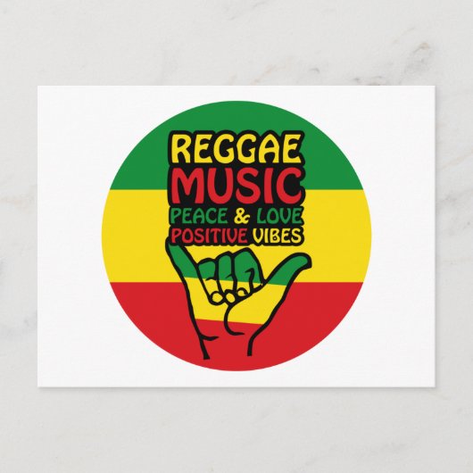 Carte Postale Reggae Shaka Main avec des citations positives (Devant)
