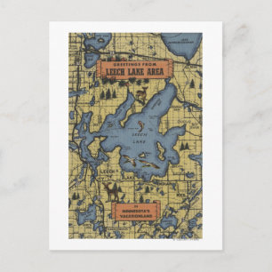 Carte Postale Région du lac Leech, Minnesota - Scènes à grandes 