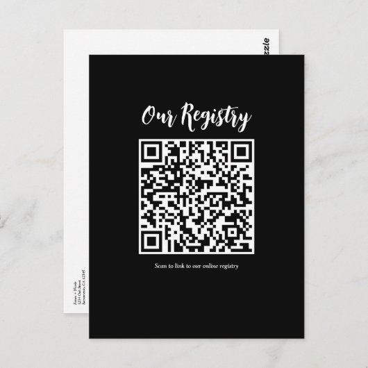 Carte Postale Registre de Mariage numérisable de code QR minimal (Devant / Derrière)