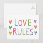 Carte Postale Règles d'amour magique avec des cœurs (Devant / Derrière)