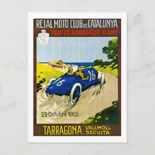 Carte Postale Reial Moto Club de Catalunya Course Vintage rétro