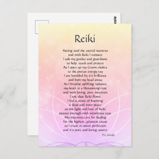 Carte Postale Reiki Connection Poem Art (Devant / Derrière)