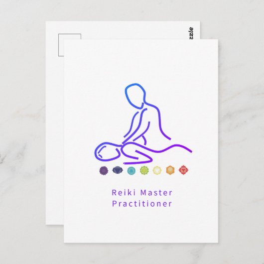 Carte Postale Reiki Master Praticien Plan Blanc (Devant / Derrière)