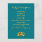 Carte Postale Reiki Principes Turquoise/Gold Lotus (Devant)