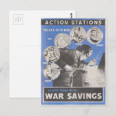 Carte Postale Réimpression de l'affiche britannique de guerre. (Devant / Derrière)