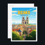 Carte Postale Reims France illustration de voyage vintage<br><div class="desc">Reims France,  illustration du lieu de voyage vintage</div>
