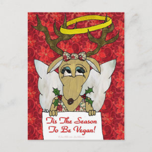 Carte Postale Reindeer Angel C'est la saison d'être Vegan