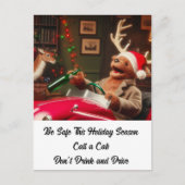 Carte Postale Reindeer Drunk Plush Ne buvez pas et ne conduisez  (Devant)