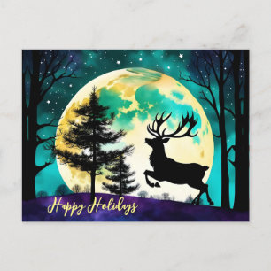 Carte Postale Reindeer en pleine lune sur la