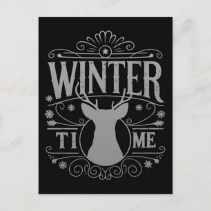 Carte Postale Reindeer hiver Temps Noël saison Graphique