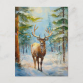 Carte Postale Reindeer in a Winter Forest Modern Art (Devant)