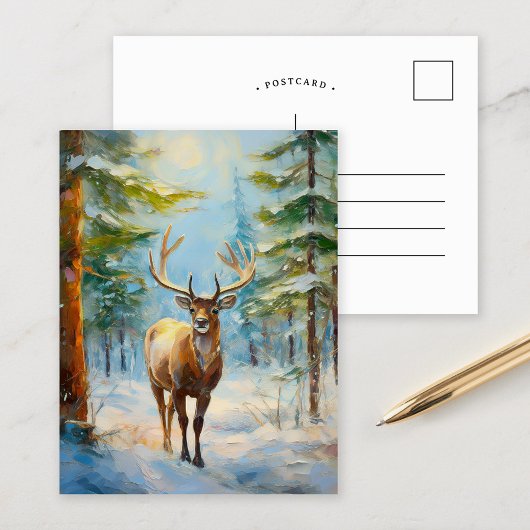 Carte Postale Reindeer in a Winter Forest Modern Art