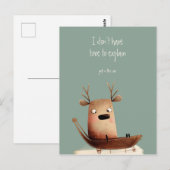 Carte Postale Reindeer N'A Pas Le Temps D'Expliquer Citation Drô (Devant / Derrière)