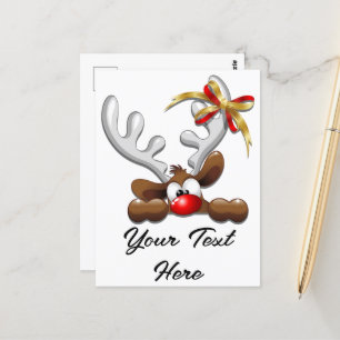 Carte Postale Reindeer Puzzled drôle Caractère de Noël