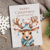 Carte postale Reindependant de Noël couleur rose m