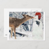Carte Postale Reinder Manger Snowman (Devant / Derrière)