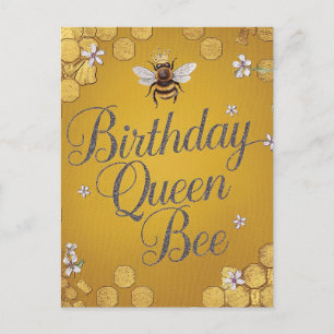Carte Postale Reine abeille d'anniversaire - Design nid d'abeill