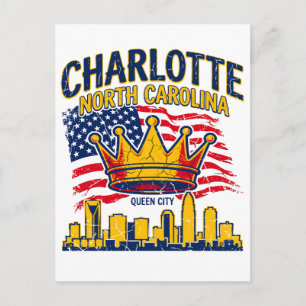 Carte Postale Reine Charlotte Vintage North Carolina Skyline Cro