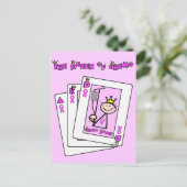 Carte Postale Reine de Chimio - Ruban Rose Cancer du Sein (Debout devant)