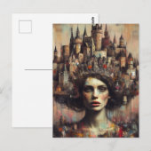 Carte Postale Reine de conte de fées avec couronne de château su (Devant / Derrière)