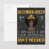 Carte Postale reine de décembre je suis qui votre approbation n' (Devant / Derrière)