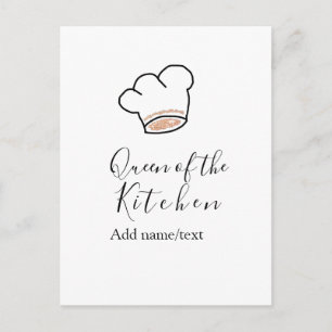Carte Postale Reine de la cuisine chef cuisinier ajouter nom cou