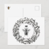 Carte Postale Reine des abeilles Sauvez la couronne papillon des (Devant / Derrière)