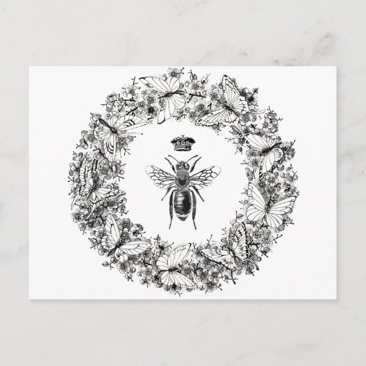 Carte Postale Reine des abeilles Sauvez la couronne papillon des (Devant)