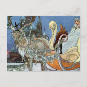 Carte Postale Reine des neiges Russe Princesse Reindeer