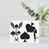 Carte Postale Reine des pique tenant l'As noir (Debout devant)