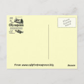 Carte Postale Reine des Rails - Nouvelle olympienne 1929 (Dos)