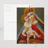 Carte Postale Reine du Ciel Vierge Marie Bébé Jésus (Devant / Derrière)