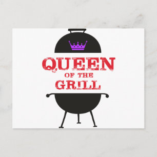Carte Postale Reine Du Grill, Rouge Couronne Violet