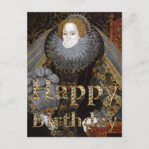 Carte Postale Reine Elizabeth I gomme blanche Joyeux anniversair