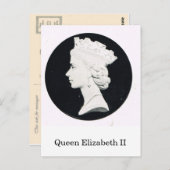 Carte Postale Reine Elizabeth II, portrait en relief (Devant / Derrière)