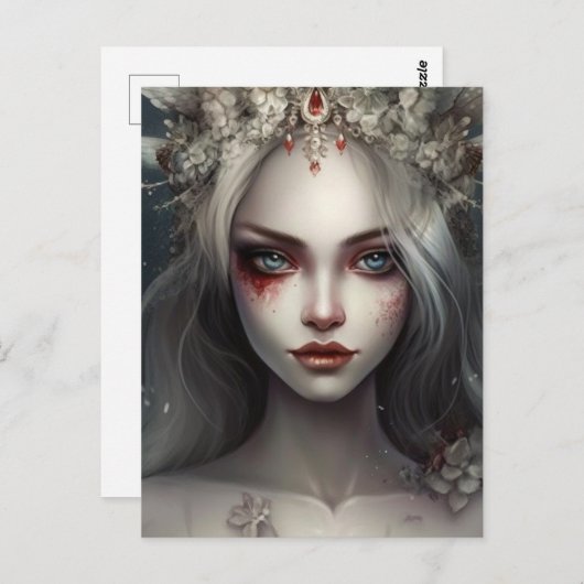 Carte Postale Reine gothique Fée d'hiver (Devant / Derrière)