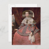 Carte Postale Reine Maria Anna d'Espagne en robe rouge (Devant / Derrière)