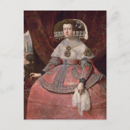 Carte Postale Reine Maria Anna d'Espagne en robe rouge (Devant)