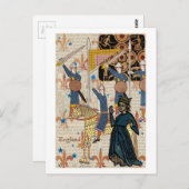 Carte Postale Reine médiévale et chevaliers (Devant / Derrière)