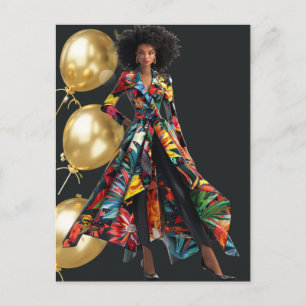 Carte Postale Reine Noire Afro-Américaine Mélanine Sista Shopp